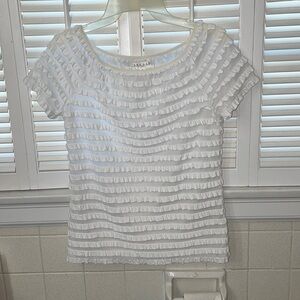 Studio JPR sheer white ruffle top blouse shirt